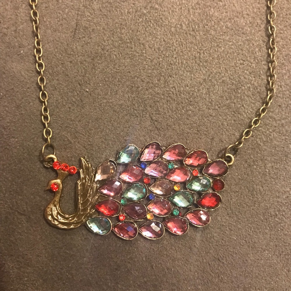 Colorful peacock necklace